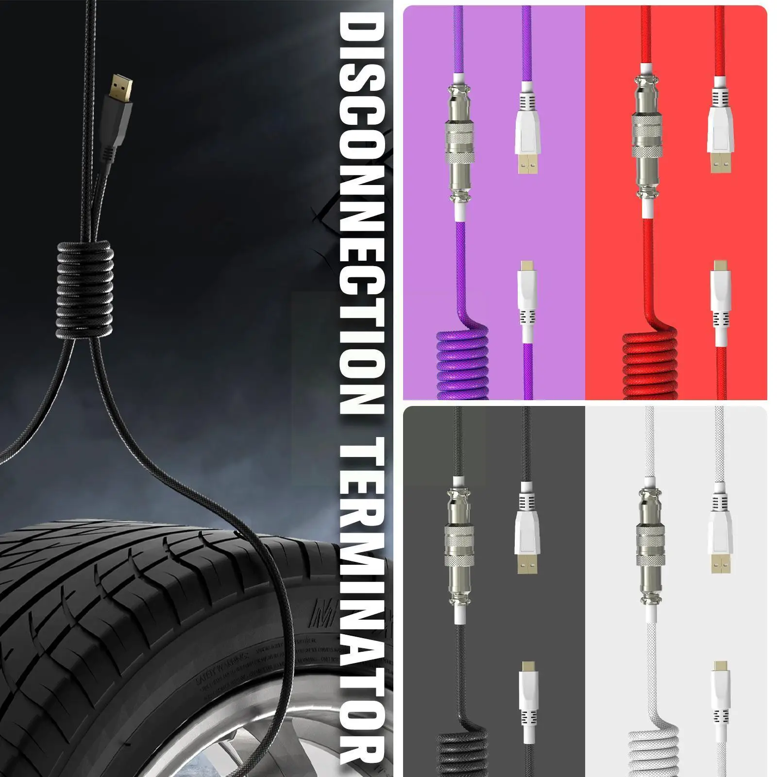 

Type C Usb Cable Mechanical Keyboard Coiled Cable Wire Aviator Aviation Desktop Mechanical Keyboard Connector Computer D1v2