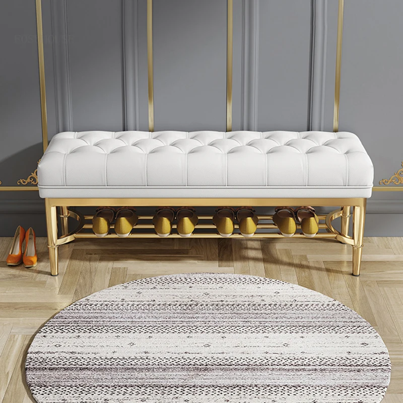 

Светильник роскошные железные художественные стулья, современная мебель для гостиной, домашний вход, сменные стулья для обуви, стойка для обуви, скамейка, Осман для спальни