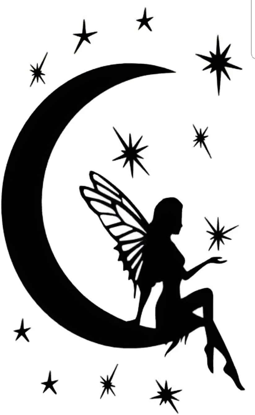 

Креативные наклейки, Виниловая наклейка с изображением Феи луны и звезд, Стикеры для автомобиля со звездами, стеклянная рамка для коробки, 15 см * 9 см