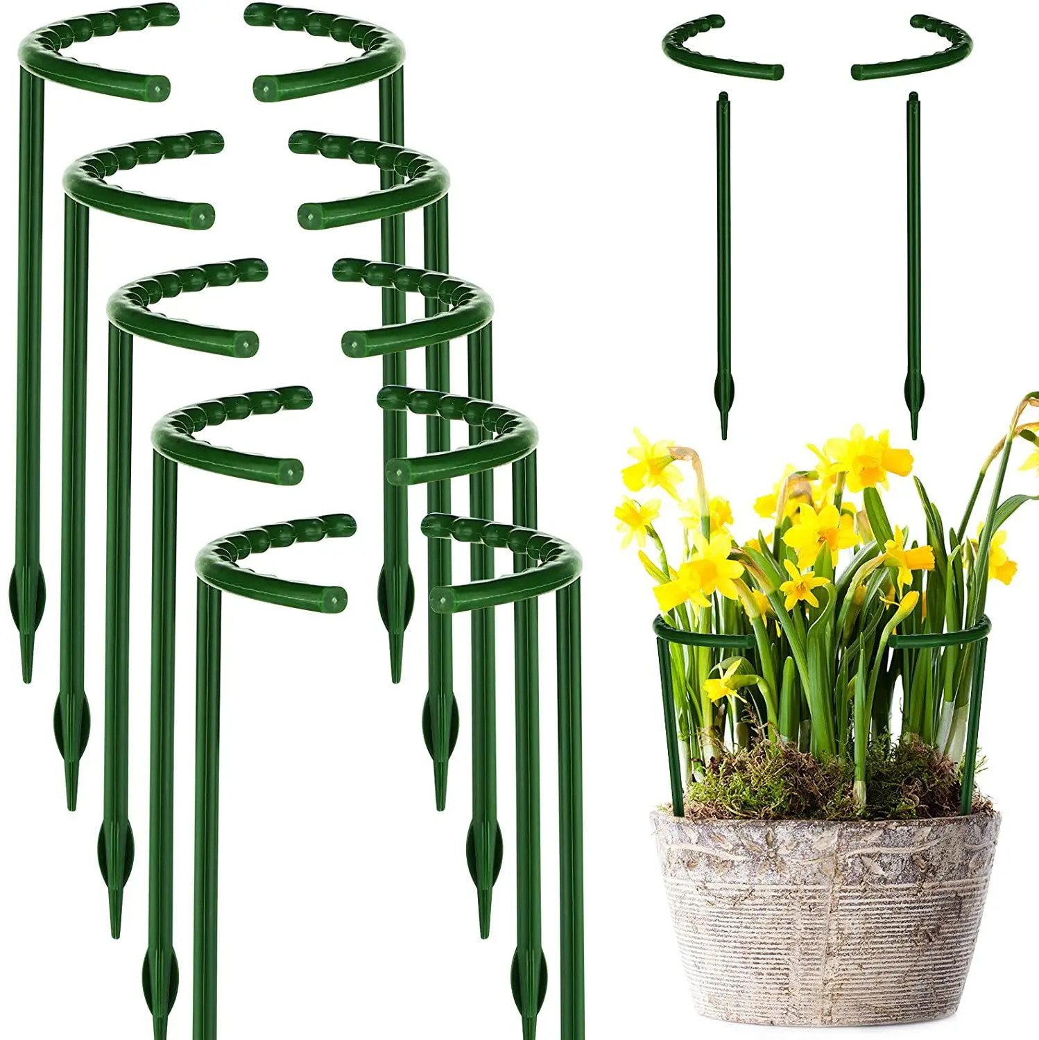 

6pcs Plastic Plant Support Pile Stand for Flowers Semicircle Greenhouses Arrangement Fixing Rod Holder Garden Bonsai Tool