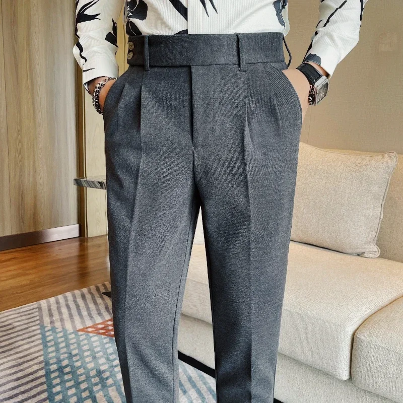 Осень-зима деловые брюки 2024 мужские корейские модные повседневные толстые