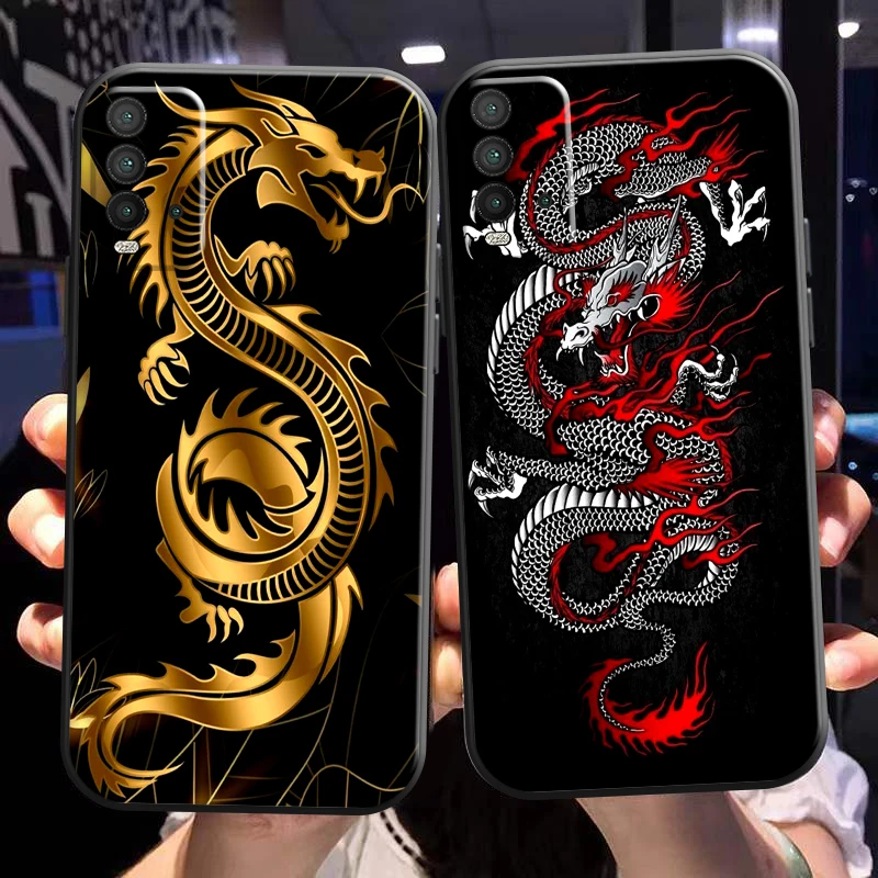 

Dragon Animal Pattern For Xiaomi Redmi Note 10 9 5G 10S 10T 9S 9T Phone Case Redmi 10 9 9T 9A 9C TPU Liquid Silicon Black