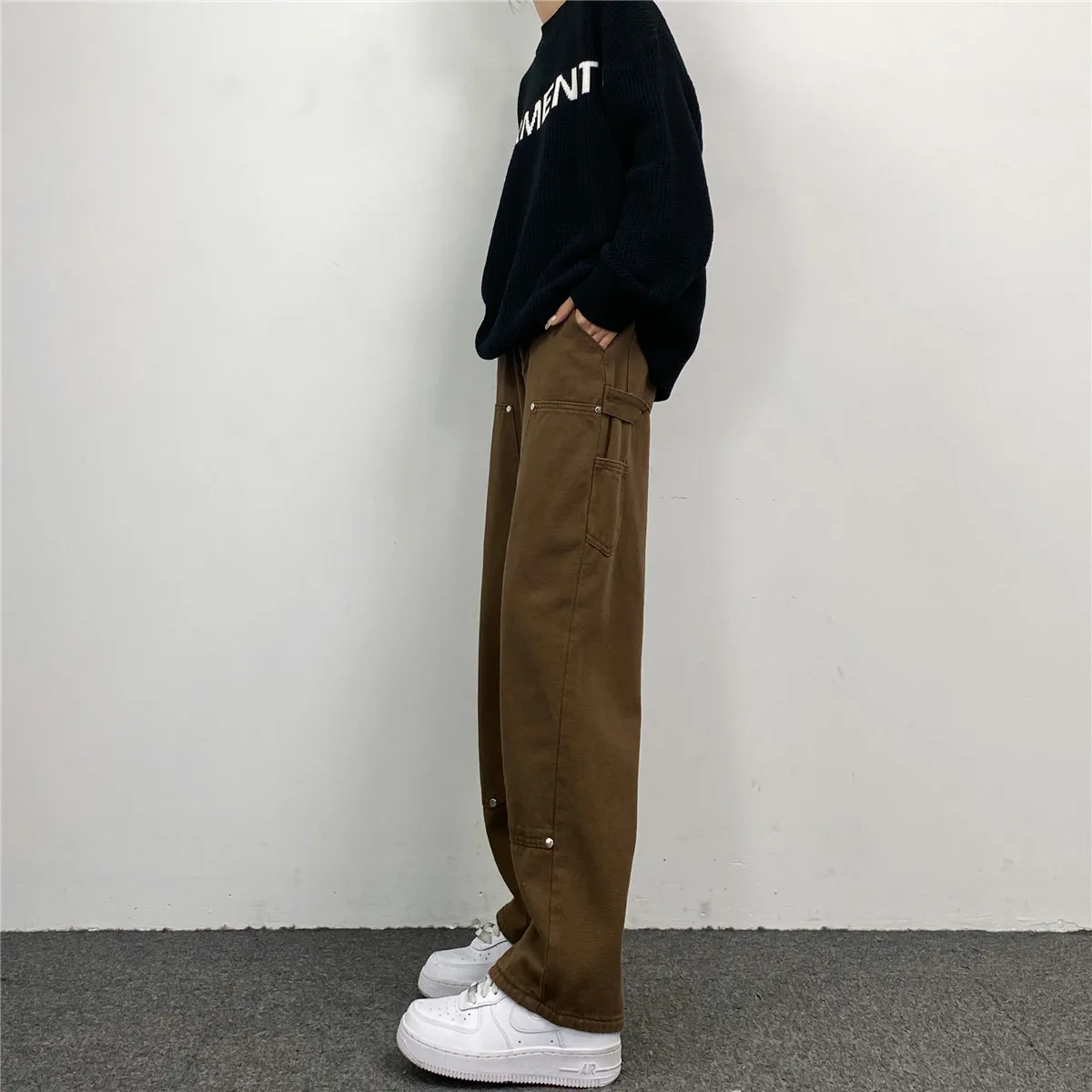 Pants Men's Jeans Hip Hop Loose Jeans Rivet Workwear Straight Loose Pants Women's Loose Jeans y2k Men's Jeans Casual Men Casual