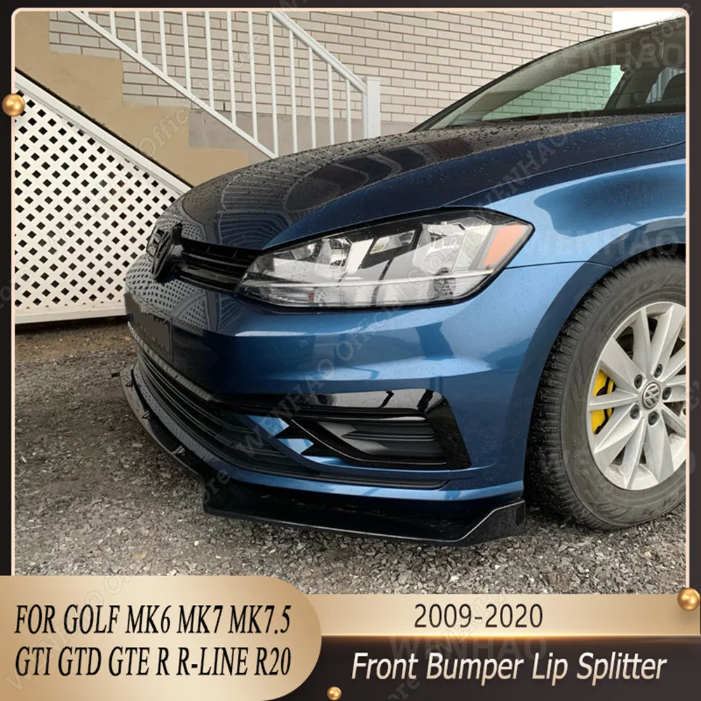 

Front Bumper Lip Splitter Spoiler for VW Golf MK6 MK7 MK7.5 GTI GTD GTE R R-Line R20 2009-2019 Spoiler Guard Bodykits Tuning