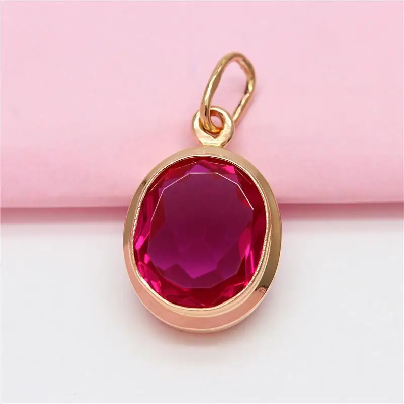 

Russian Purple Gold Inlaid Red Stone Pendant Classic Simple High-End Fashion Elegant Pendant Set Chain Necklace for Women