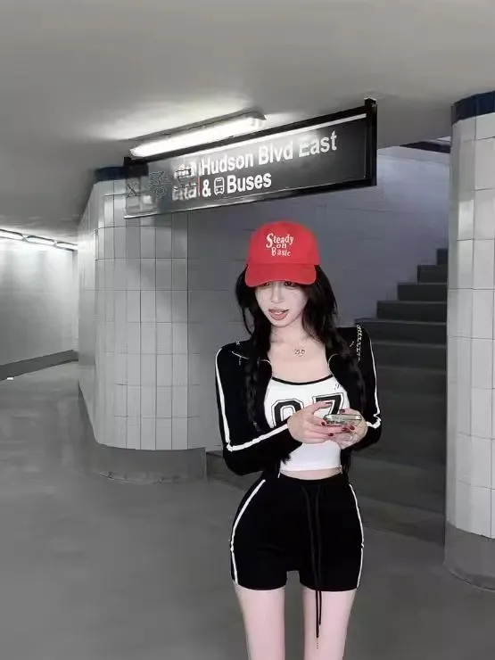 Qiake Girl ~ сексуальный жилет с принтом женское спортивное короткое пальто на молнии