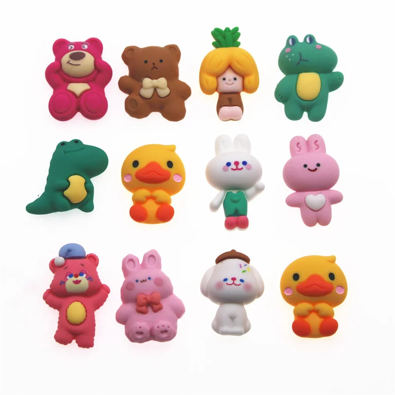 

10pcs Resin Crocodile/Duck/Rabbit/Bear Flatback Cabochon Art Supply Decoration Charm Craft hair bow center scrapbook accessories