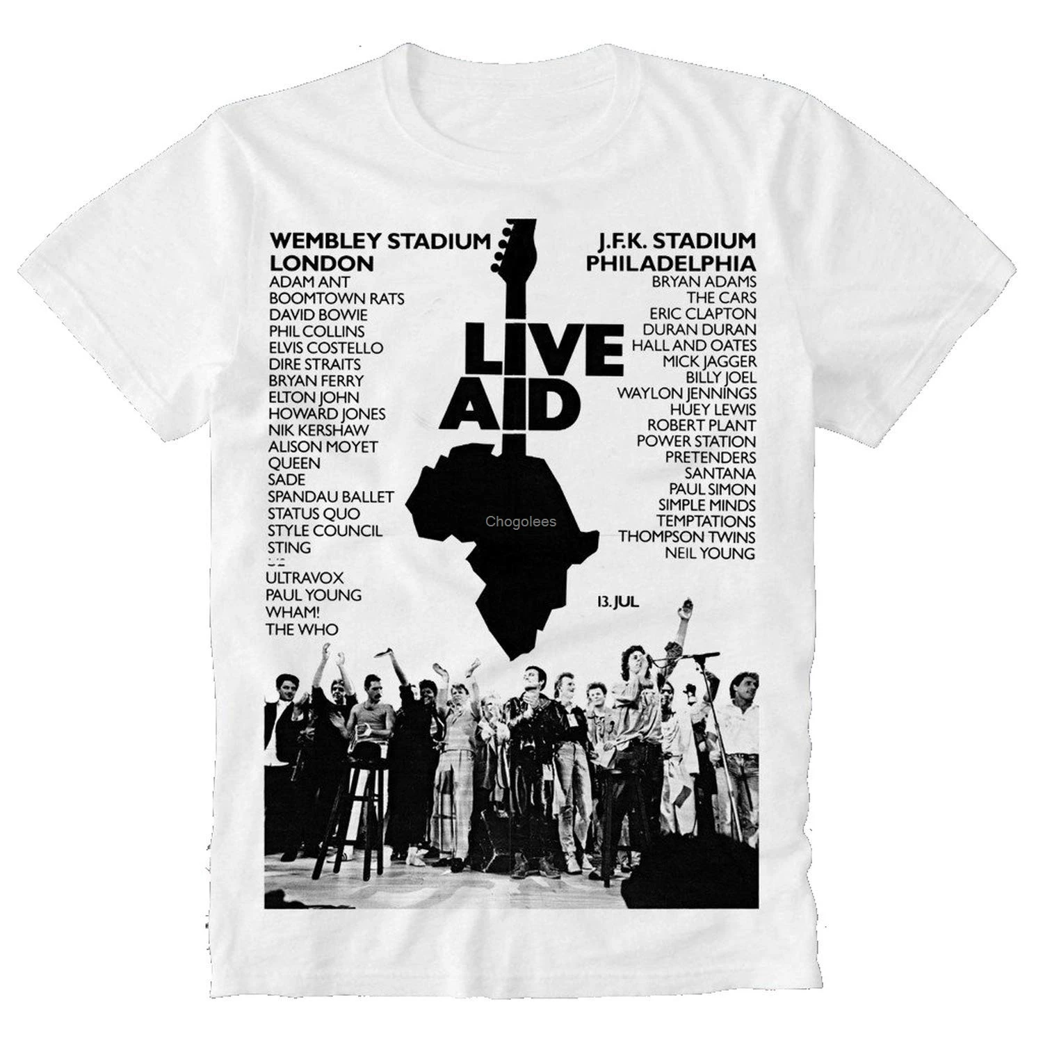 

Live Aid Bohemian The Who David Rhapsody Bowie Retro Vintage Poster 85 80s T Shirt DMN Vintage Black