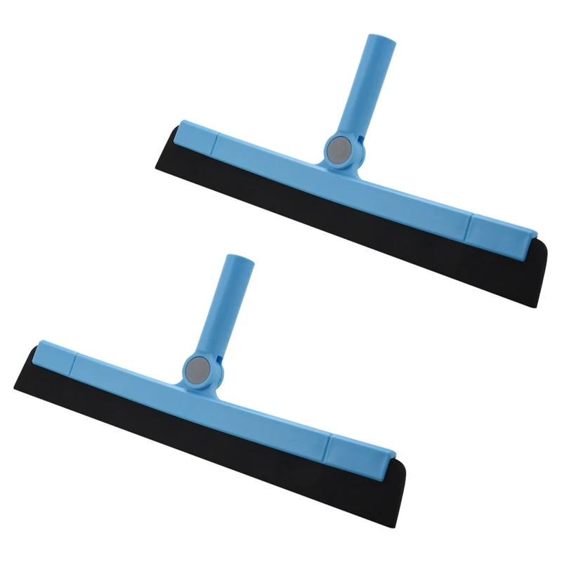 

2X Rotating Cleaning Broom Household Glass Wiper Bathroom Floor Scraping Floor Cleaning Broom Blue