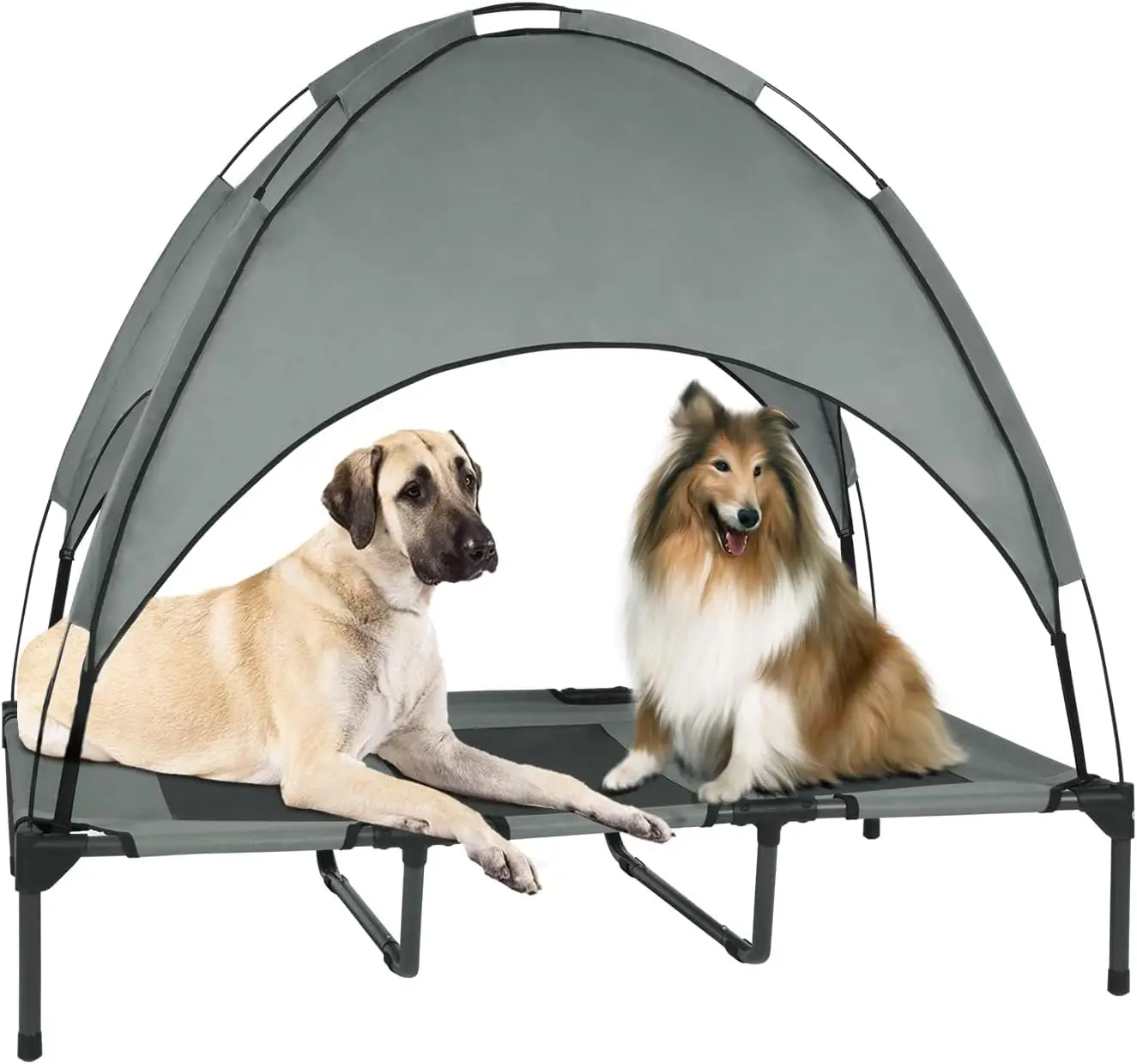 

Elevated Dog Bed with Removable Canopy, 48" XLarge Cooling Raised Pet Cot for Outdoor Camping, Waterproof Canopy, Durable Ox