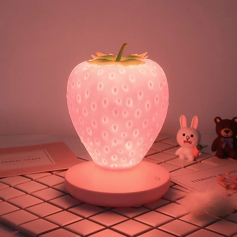 

LED Kid Gift Atmosphere Lamp Night Light Strawberry Nightlight Romote USB Bedside Lamp Baby Children Bedroom Decoration