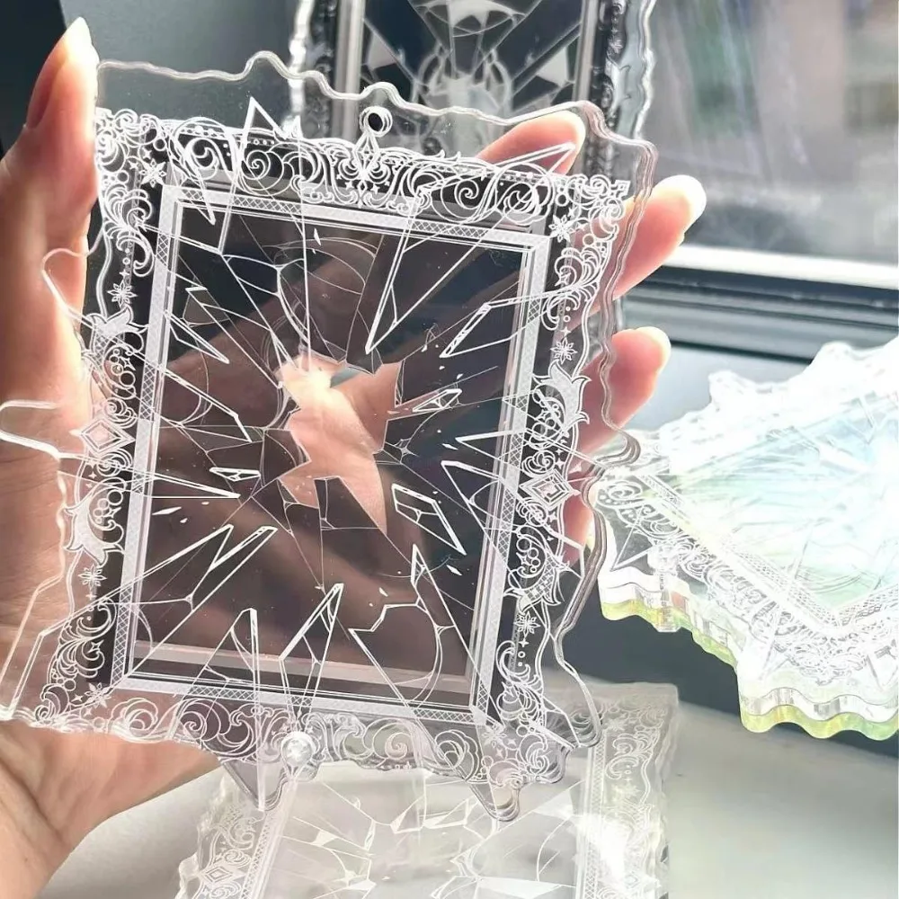 

Сломанное зеркало, подставка для карточек Idol, прозрачный водонепроницаемый держатель для фотокарт, пылезащитный акриловый защитный чехол для карт, вентиляторы