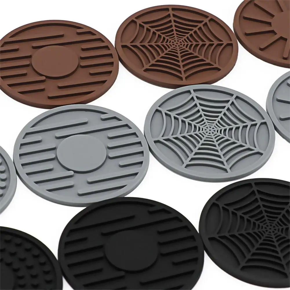 

4pcs Silicone Coaster Creative Round Universal Household Cup Mat For Water Cup Coffee Cup Tea Cup Accessories