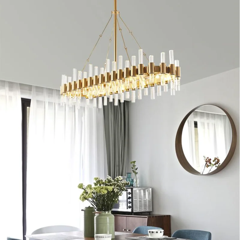 

Led Lamp Light Chandelier Pendant Modern luxury rectangular designer model room restaurant hotel commercial