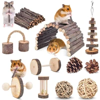 11pcs hamster chew toys wooden ladder bell roller arch bridge molar toys for guinea pigs chinchillas hamsters bunnies