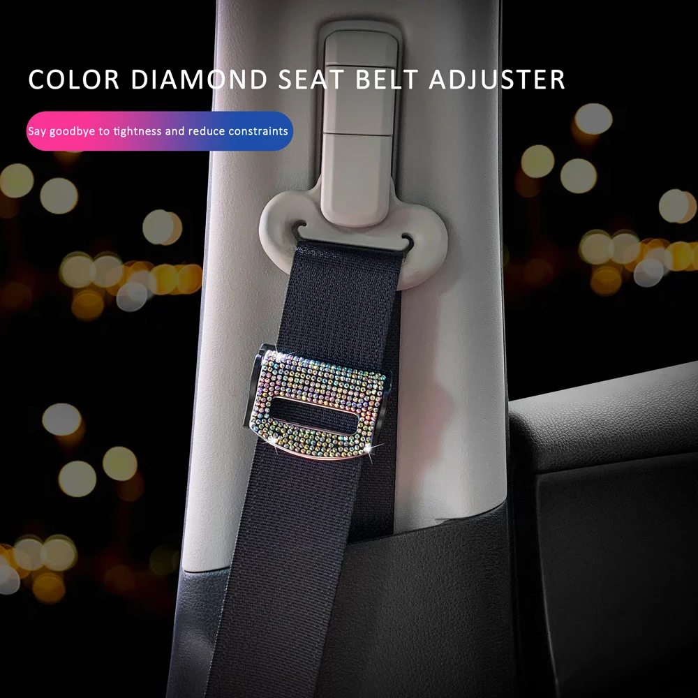 

New 2PCS Universal Car Safety Seat Belt Buckle Clip Seat Belt Stopper Car Seat Belt Fixing Clips Bling Car Assessoires for Woman