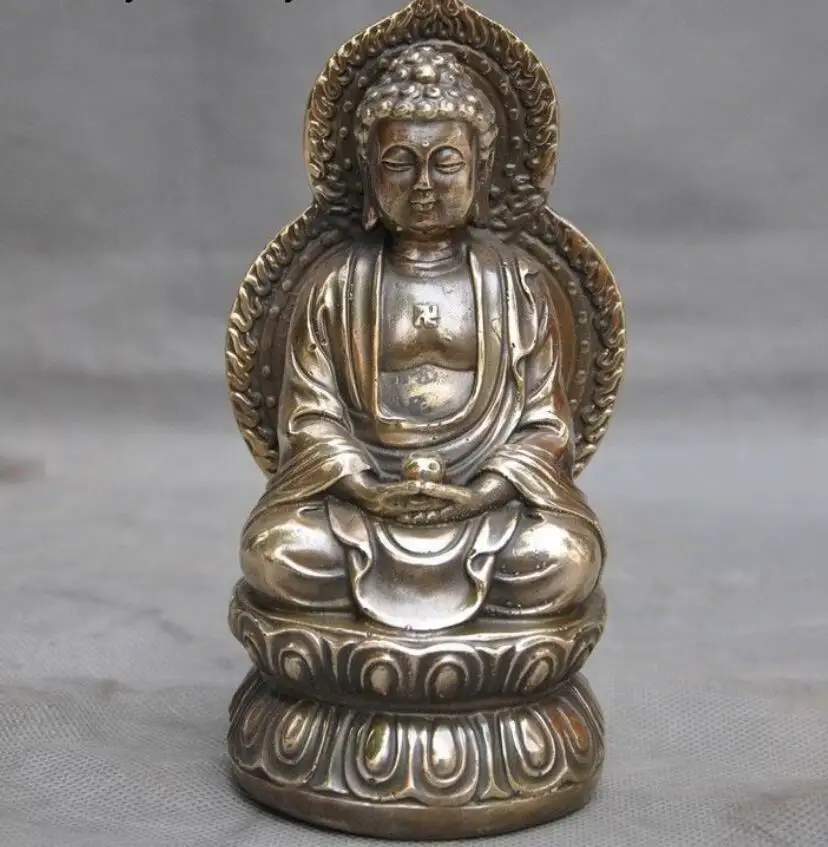 

6"Old Tibet Buddhism Bronze Copper Sakyamuni Shakyamuni Tathagata Buddha Statue