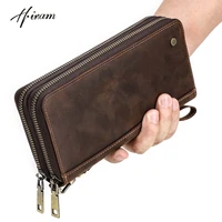 contacts mens wallet genuine leather clutch male mens clutch bag double zip long wallets purse money bag large capacity