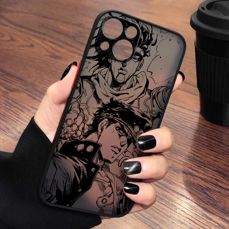 

Anime JoJo's Bizarre Adventure Phone Case For iPhone 14 13 12 11 XS XR Pro MAX 8 7 6 Plus Frosted Translucent Matte Cover