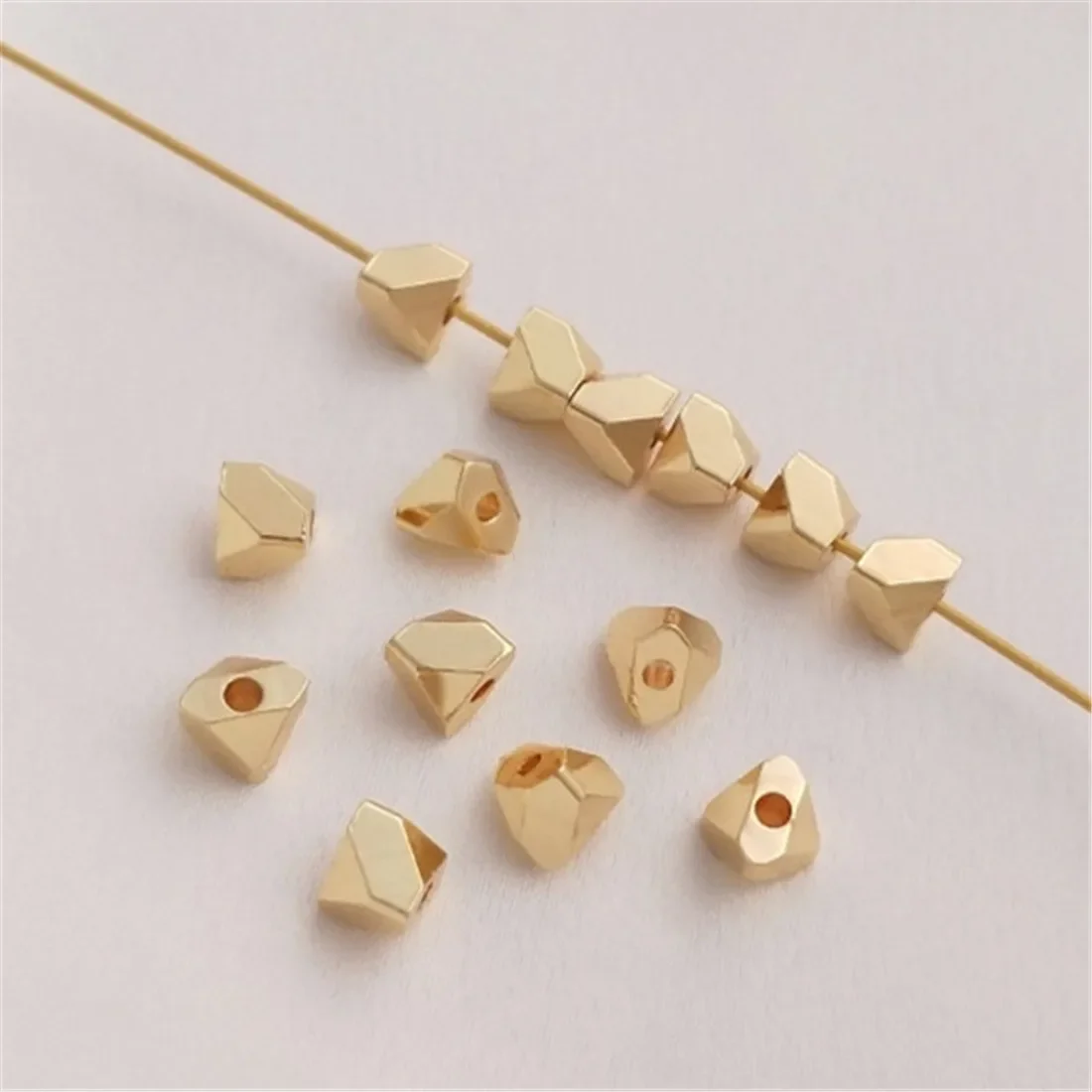 10 шт. 14 К позолоченные угловые бусины многоугольной огранки геометрические