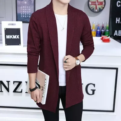

New2022 New Men's Autumn Cardigan Male Casual Knitted Coat Solid Color Long Sleeve Slim Fit Cardigans Outerwear