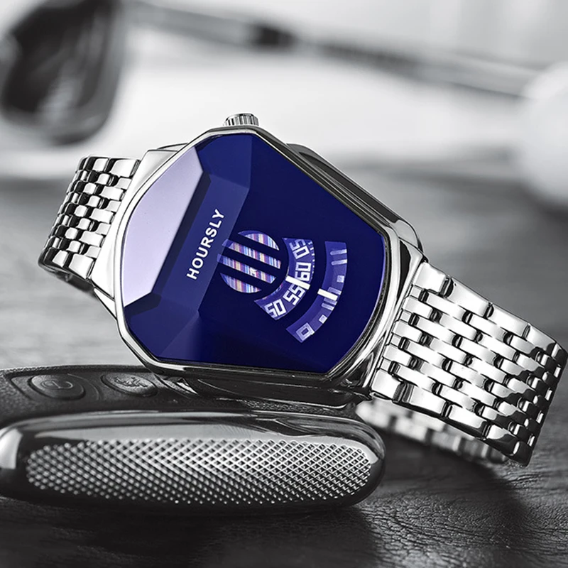 2022 Luxury Brand Golden Trend Cool Men Wrist Watches Stainless Steel Technology Fashion Quartz Watch For Men enlarge