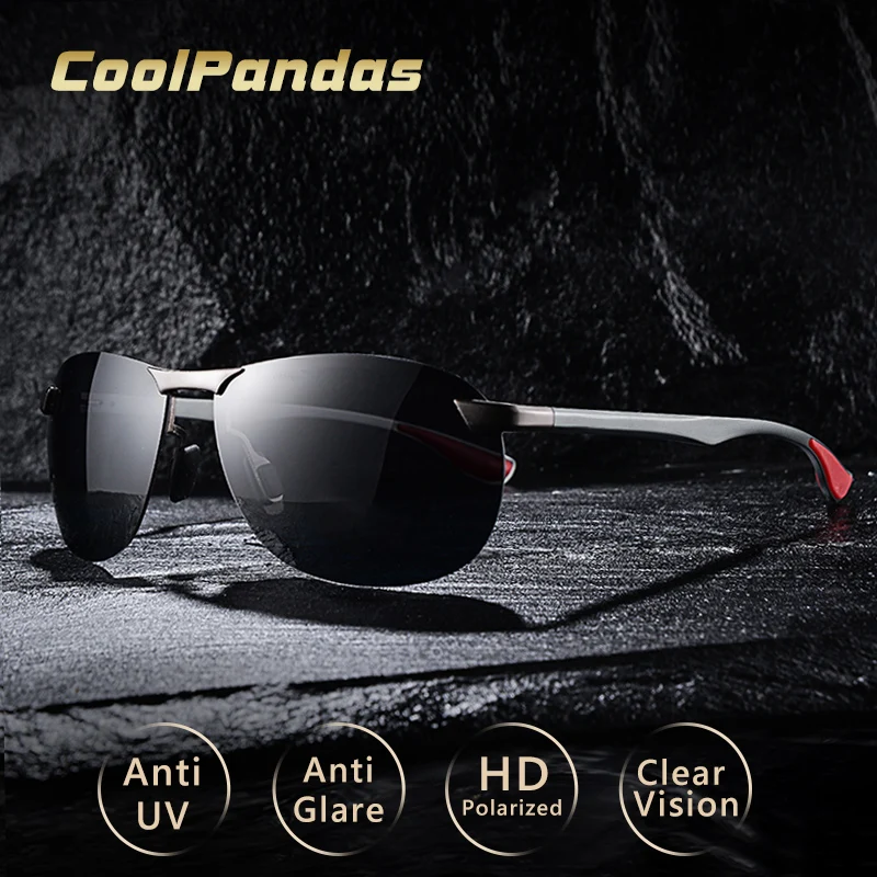 2022 Brand Design Upgrade Rimless Photochromic Sunglasses Men Polarized Driving Sun Glasses Aluminum Anti-Glare heren zonnebril