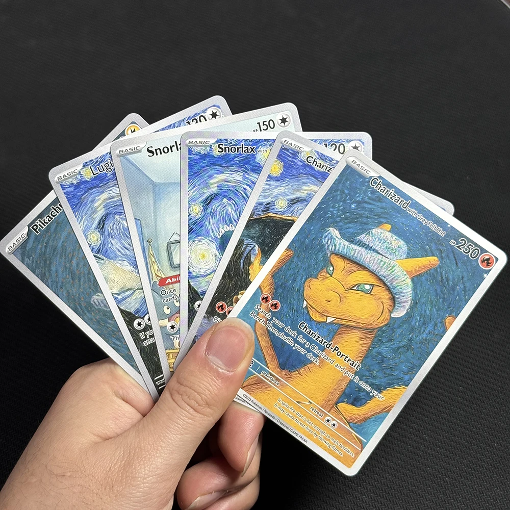 Фото Прокси-карты для игры PTCG Pokemon Starry Night Van Gogh 085, набор SVP Charizard Pikachu Venusaur Mew Snorlax Lugia Mewtwo Blastoise №4