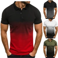 mens gradient print round neck short sleeve polo fitness summer streetwear casual fashion men tops
