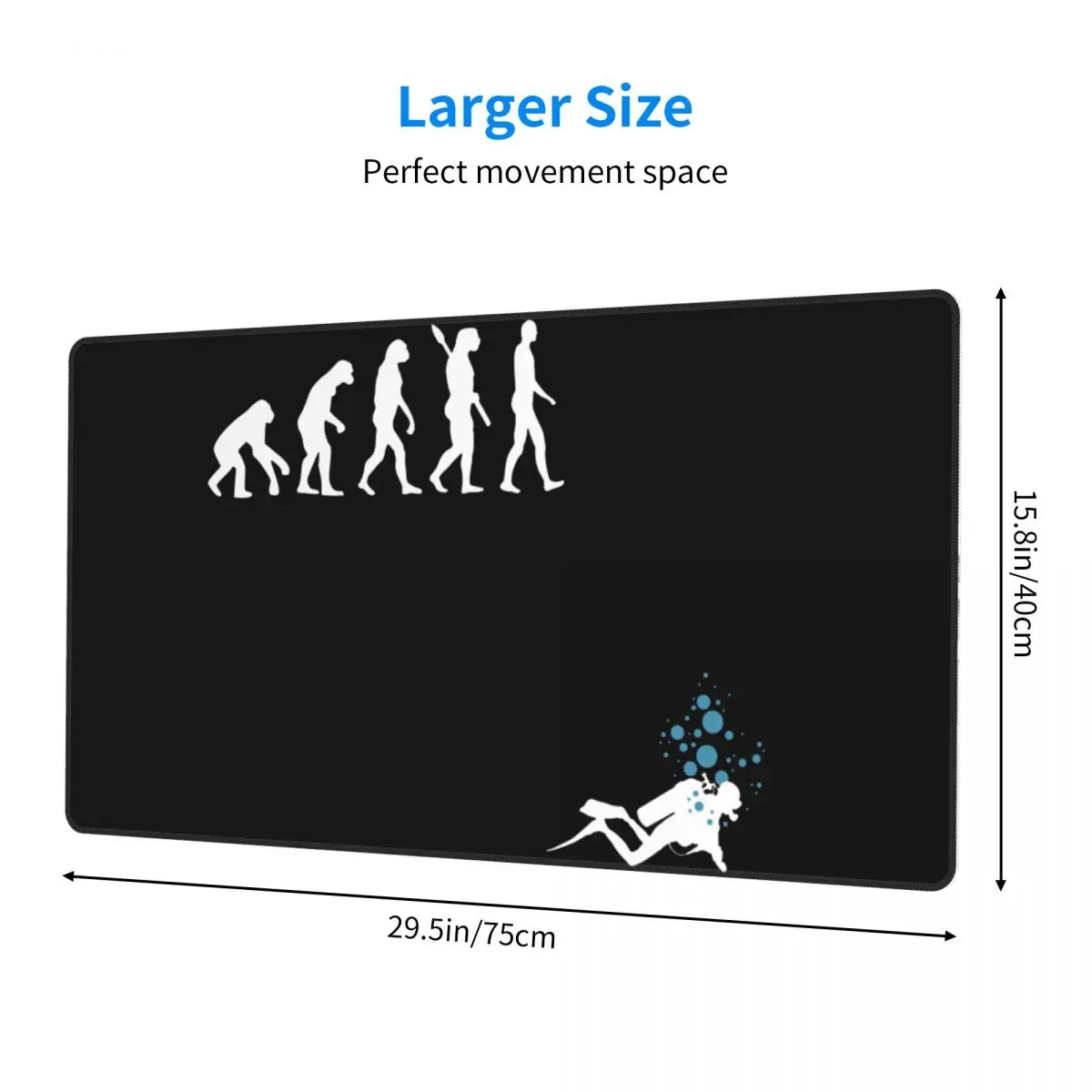 Игровой коврик для мыши с аквалангом Evolution Of Man водонепроницаемый большой