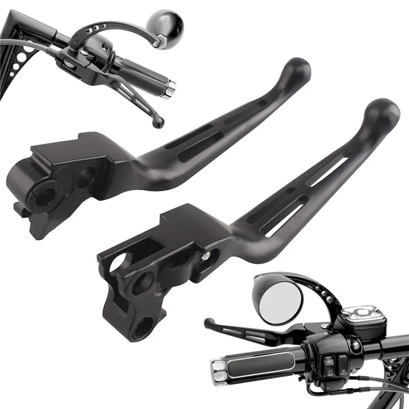

Motorcycle Black Slotted Brake Clutch Levers For Harley Sportster XL 883 1200 Softail FXDB Bob Dyna Street Glide Road King