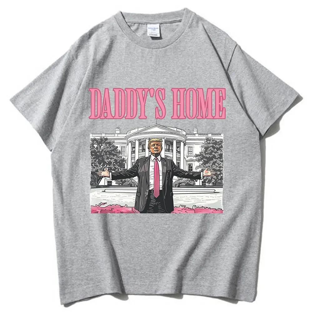 Daddy's Home Trump For President 2024 рубашки с короткими рукавами и круглым вырезом подарок MAGA