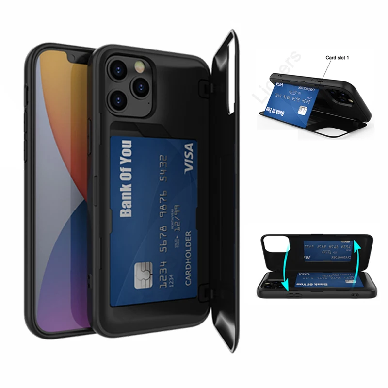 

Flip Mirror Card Slot Stand Case for Samsung Galaxy Note 20 Ultra S20 FE S21 Plus S10 S9 S8 Shockproof Protective Phone Cover
