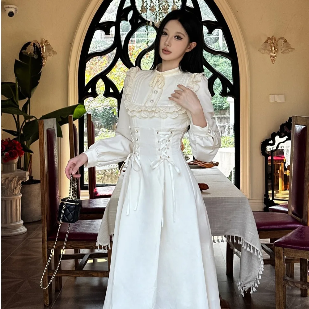 Осенне-зимняя женская одежда French sle Palace Sle White First Love Temperament облегающее талию