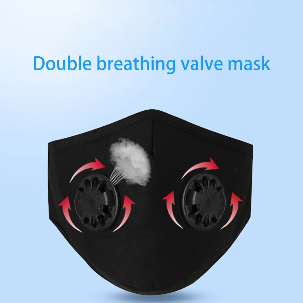 Tcare Fashion Double Breathing Valve Anti Dust Face Mouth Mask Wirh PM 2.5 Activated Carbon Filter Washable Reusable Cotton | Красота и