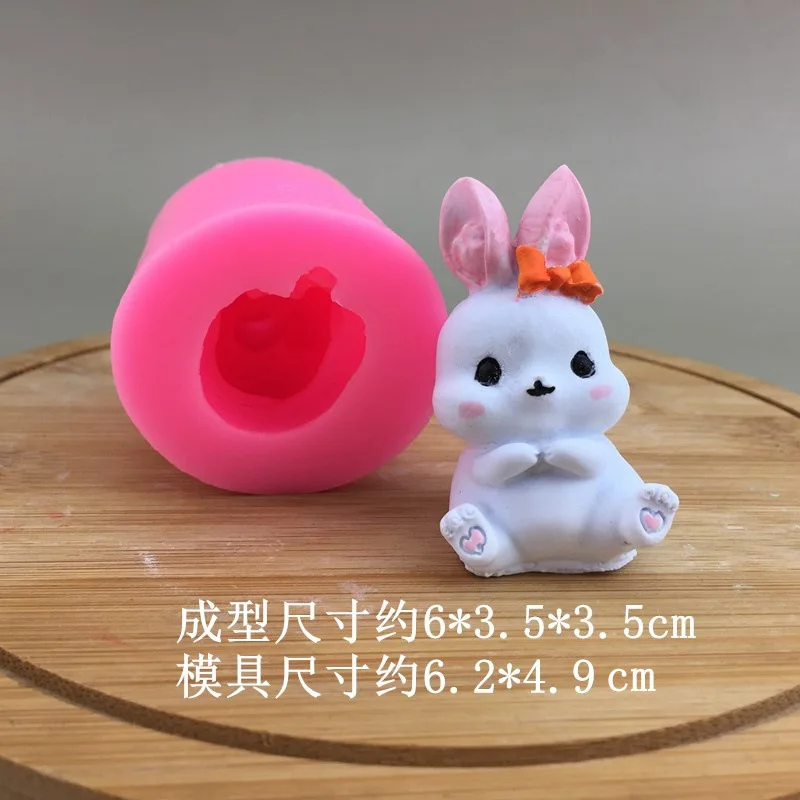 Силиконовая форма в виде кролика с бантом из редиса 3D капля шоколадного геля