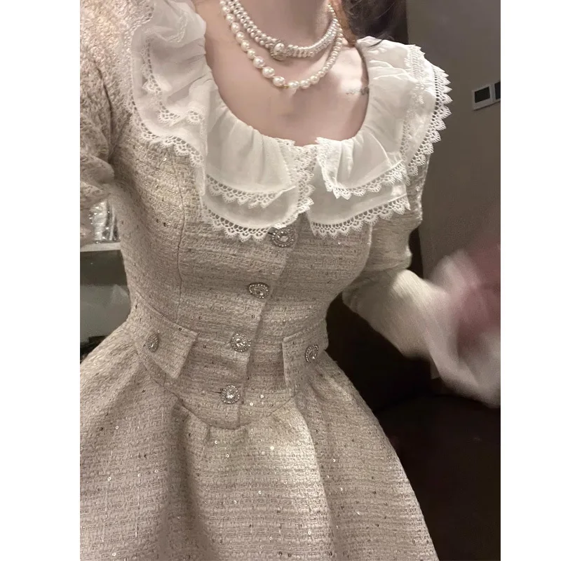 Новые платья французские принцессы знаменитостей пуговицы с бриллиантами милый