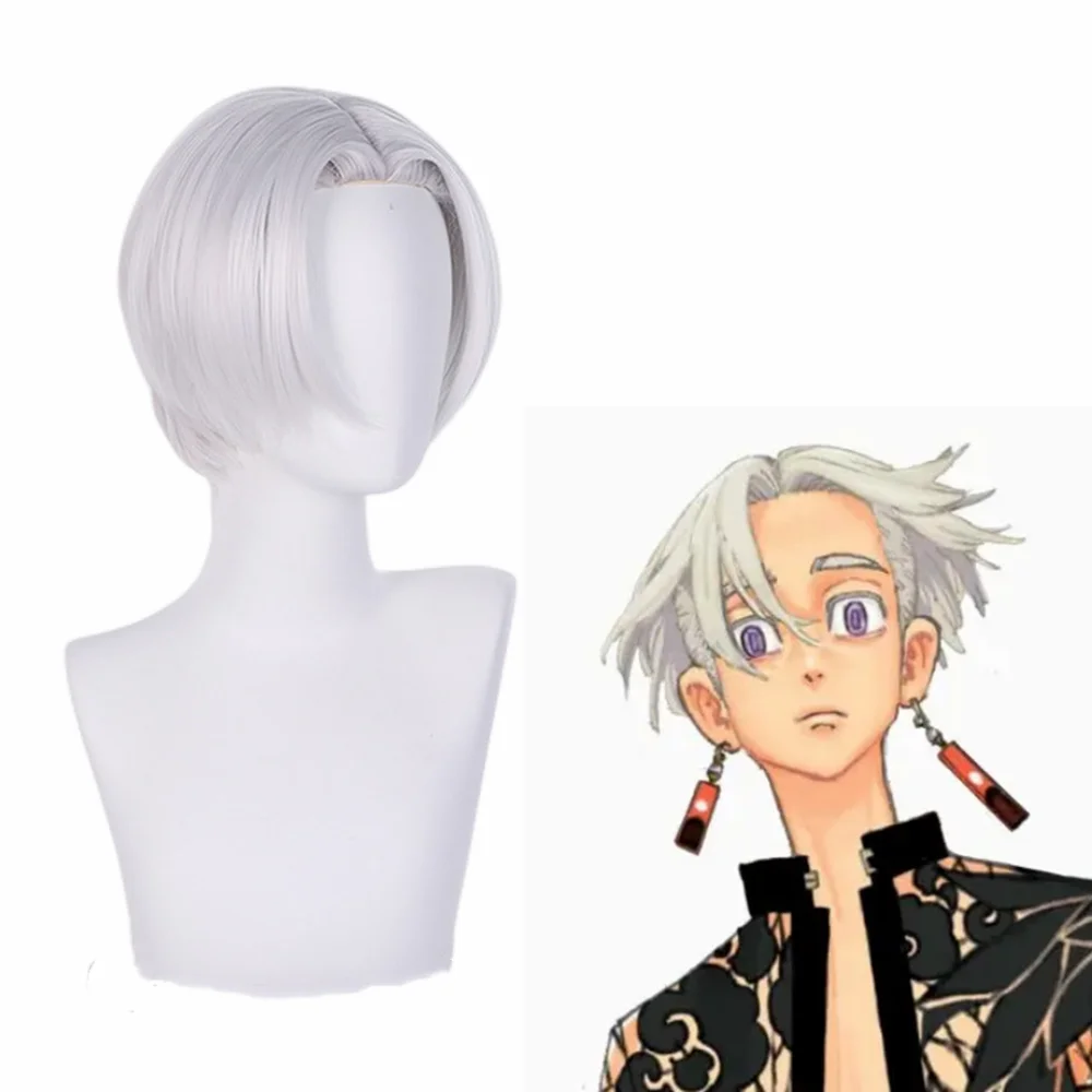 

Парик для косплея изаны Курокава из аниме «Токио», короткий серебристый белый, для Хэллоуина