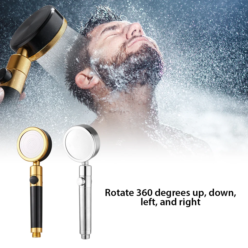 

Adjustable Shower Head High Pressure Booster ShowerHead 360 Degree Rotating Rainfall 20MM On/Off Switch Sprayer For Home Silver