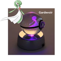 anime pokemon 3d crystal ball gardevior figure pokeball engraving crystal model with led light base kids gift anime gift