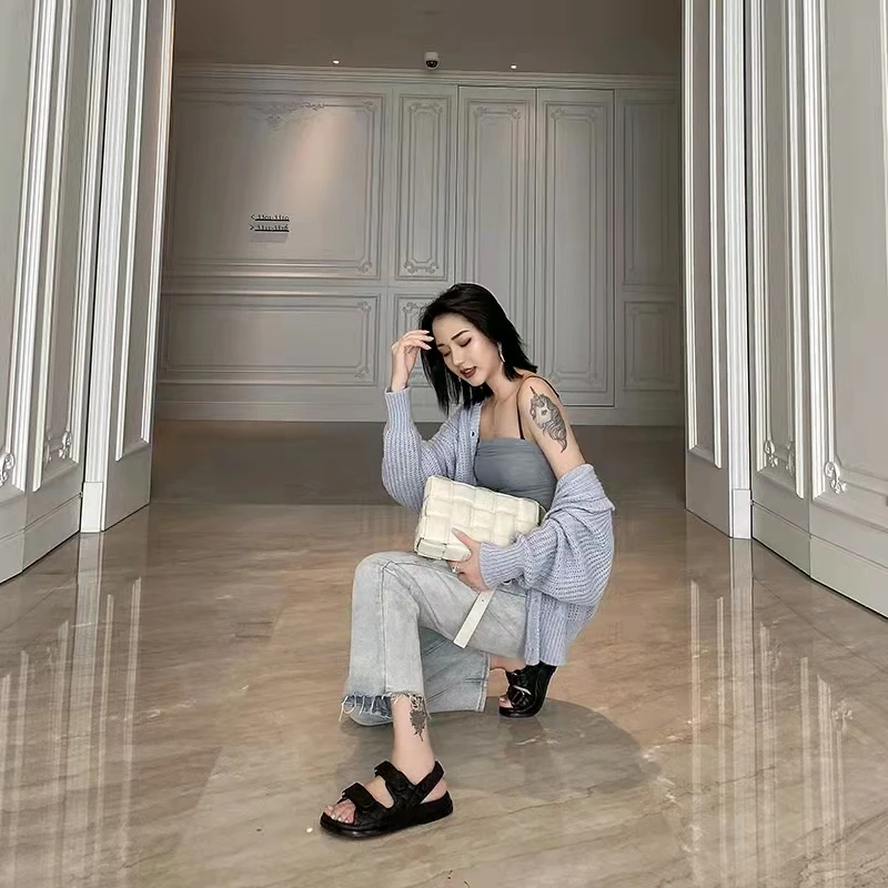 2023 Summer Sandals Women Casual Flat Holiday Beach Shoes Woman Peep Toe Hook Thick Sole Sandalias Fashion Comfort Sandals