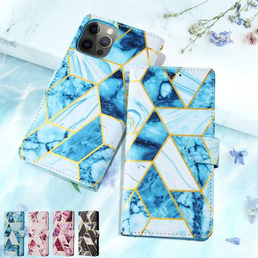

Marble Mosaic Wallet Leather Case For iPhone 13 Pro Max 13 Mini 12 Pro Max 11 Pro Max SE 2020 X XS XR XS Max 8 8Plus 7 7Plus 6S