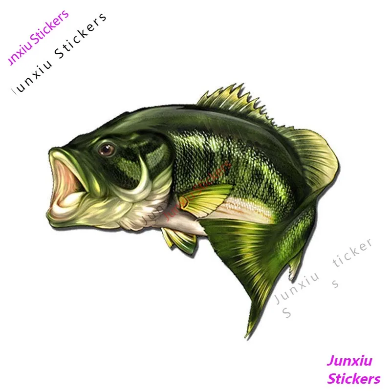 

Креативная большая рыба-окунь, искусственная рыбалка, окно автомобиля, Аксессуары для мотоцикла, Обложка с царапинами из ПВХ 13 см X 11 см