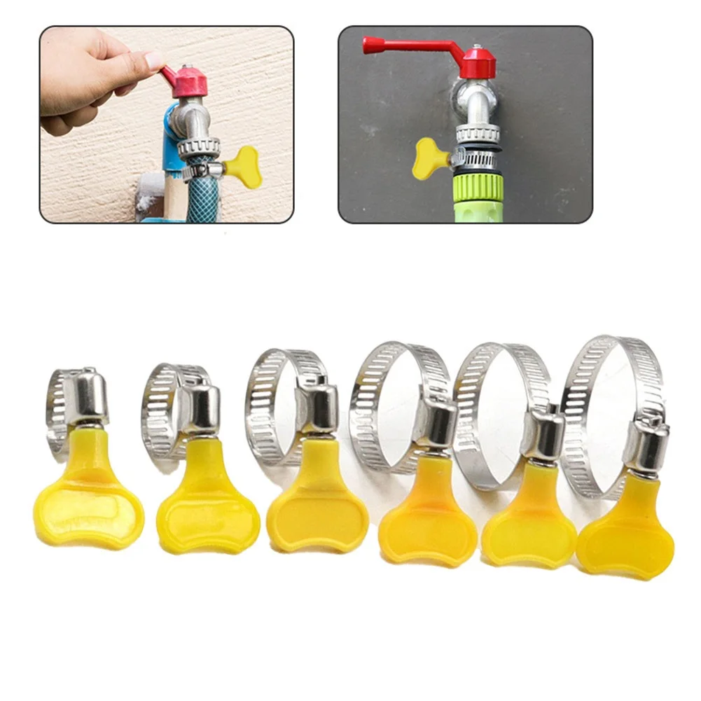 

5 Pcs Adjustable Pipe Clamp Fit 10-38mm Tube Plastic Handle Stainless Steel Hose Clamp Clip Hoop Water Pipe Fixing Clip