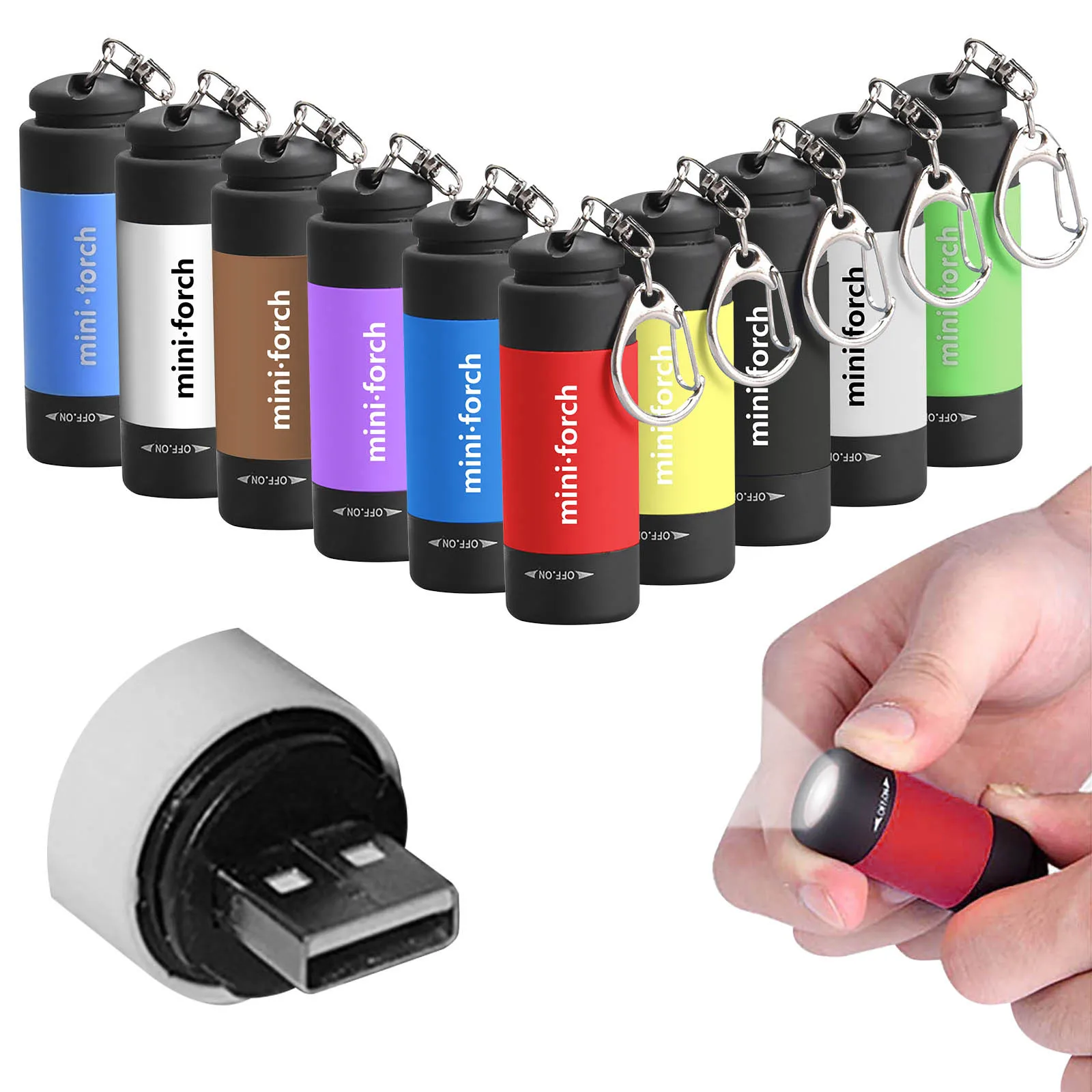 

Mini-Torch 0.3W 25Lum USB Rechargeable LED Torch Night Flashlight Keychain Home Battery Style Flashlights with USB Charge