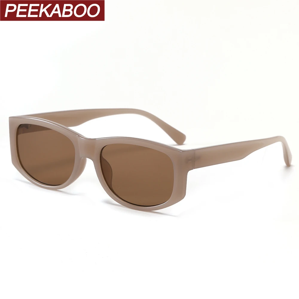 

Peekaboo leopard brown square glasses for women full frame retro sunglasses for men light weight uv400 summer accessories