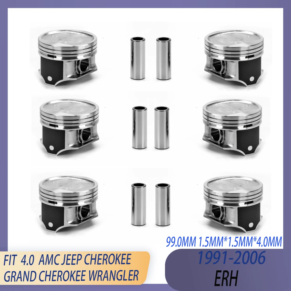 Комплект поршней и колец AMC STD Engine 6 шт. подходит для 91-06 4 0 л 12 В ERH OHV JEEP CHEROKEE GRAND I II