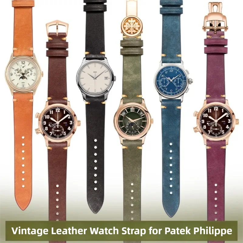 Фото Ремешок для часов из натуральной кожи для оригинальных часов PATEK PHILIPPE CALATRAVA GRAND COMPLICATIONS. Высококачественный мужской ремешок для часов из воловьей кожи. №1