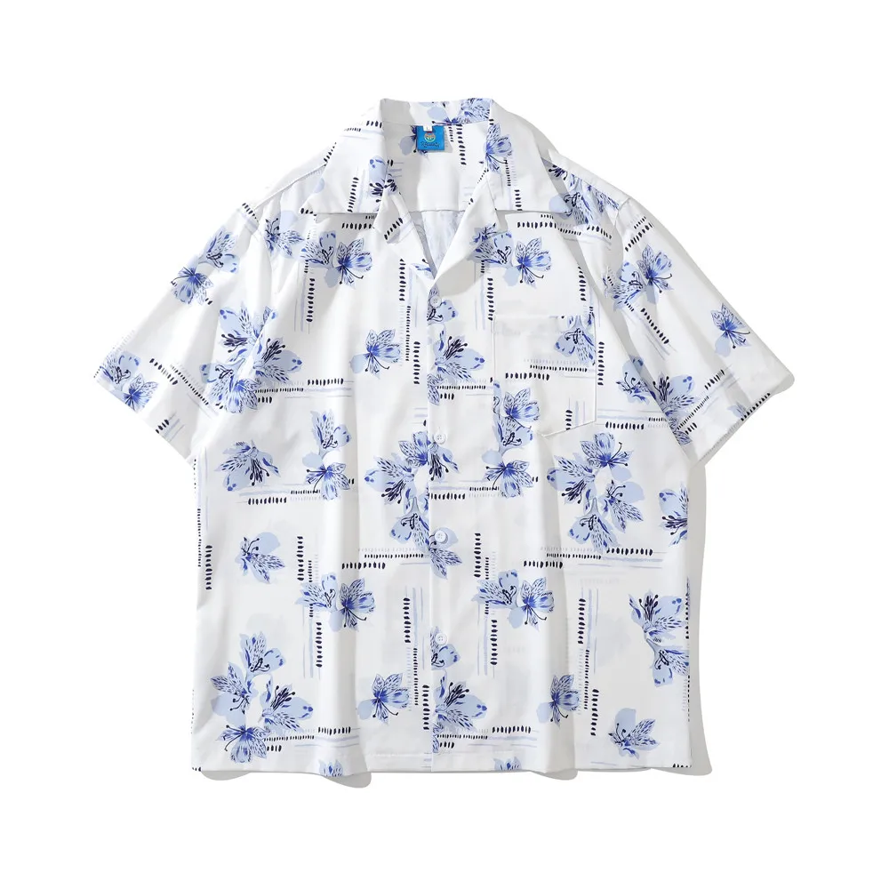 

OSCN7 Casual Street Printed Short Sleeve Shirt Men 2021 Hawaii Beach Oversize Women Fashion Harujuku Shirts for Men 2402