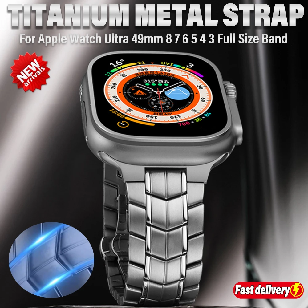 

Luxury Titanium Strap For Apple Watch Ultra 49mm 8 7 45mm 41mm Alloy Metal Bracelet For iWatch 6 5 4 3 SE 38 42mm 40 44mm Band
